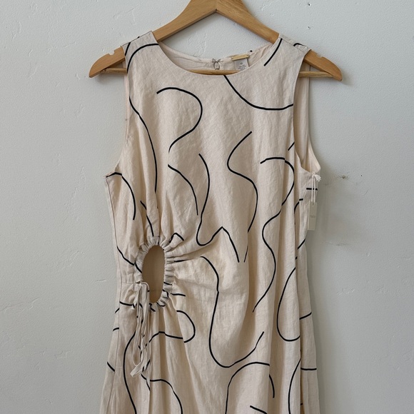 NWT Magaschoni 100% Linen Cream Sleeveless Summer Midi Dress Resortwear Vacation - Picture 3 of 14